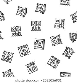 virtual conference event online vector seamless pattern thin line illustration