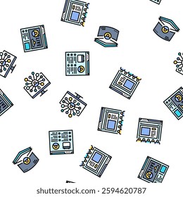 virtual conference event online vector seamless pattern thin line illustration