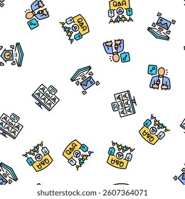 virtual conference event online vector seamless pattern thin line illustration