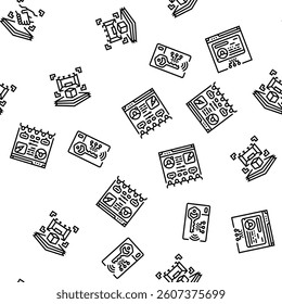 virtual conference event online vector seamless pattern thin line illustration