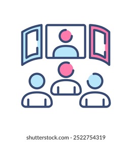 Virtual Conference Fill Color Icon, Vector illustration