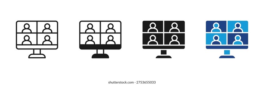 Virtual Conference icon set multiple style collection