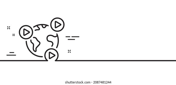 Virtual conference line icon. Online training sign. Web presentation symbol. Minimal line illustration background. Video conference line icon pattern banner. White web template concept. Vector