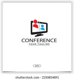 virtual conference logo premium elegant template design vector eps 10