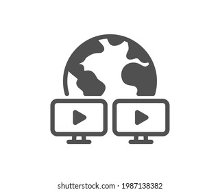 Virtual conference simple icon. Online training sign. Video team presentation symbol. Classic flat style. Quality design element. Simple video conference icon. Vector