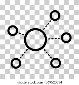 Icono de Conexiones virtuales. El estilo de ilustración vectorial es símbolo icónico plano, color negro, fondo transparente. Diseñado para interfaces web y software.