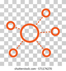 Virtual Connections icon. Vector illustration style is flat iconic symbol, orange color, transparent background. Designed for web and software interfaces.