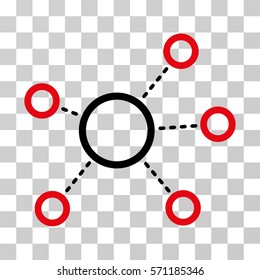 Virtual Connections icon. Vector illustration style is flat iconic bicolor symbol, intensive red and black colors, transparent background. Designed for web and software interfaces.