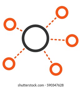 Virtual Connections vector icon. Flat bicolor orange and gray symbol. Pictogram is isolated on a white background. Designed for web and software interfaces.