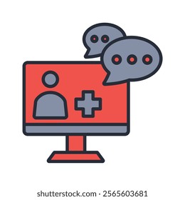 virtual consult icon. vector.Editable stroke.linear style sign for use web design,logo.Symbol illustration.