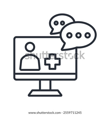 virtual consult icon. vector.Editable stroke.linear style sign for use web design,logo.Symbol illustration.