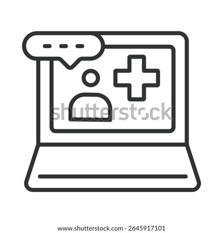 Virtual consultation, icon in line design. Virtual-consultation, telemedicine, online-doctor, healthcare, digital-health, remote-care on white background vector. Virtual consultation, editable stroke 