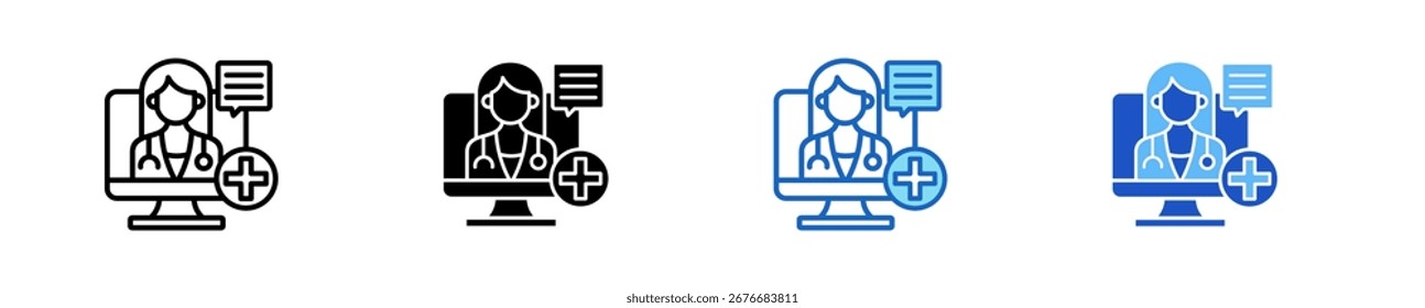 Conjunto de Ícones de Consulta Virtual - Coleção de Vários Estilos