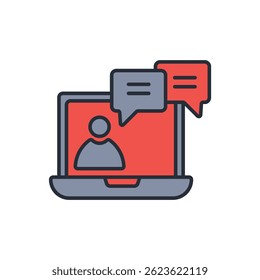 virtual consultation icon. vector.Editable stroke.linear style sign for use web design,logo.Symbol illustration.