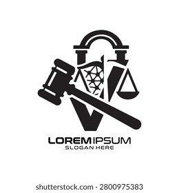Virtual Court logo highlights a classic wooden gavel resting beside official documents and scales, providing a traditional yet sharp aesthetic suitable for arbitration services, legal practices, or notary offices aiming for an established, highly detailed, and trustworthy visual identity that conveys expertise in binding agreements and judicial decision-making processes.