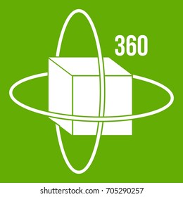 Virtual cube icon white isolated on green background. Vector illustration