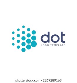 Virtual cube vector logo. Digital application box logo. Dots cube logo design.