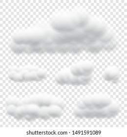 Virtual cumulus clouds vectors isolated on transparency background, Realistic Fluffy cubes like white cotton wool design