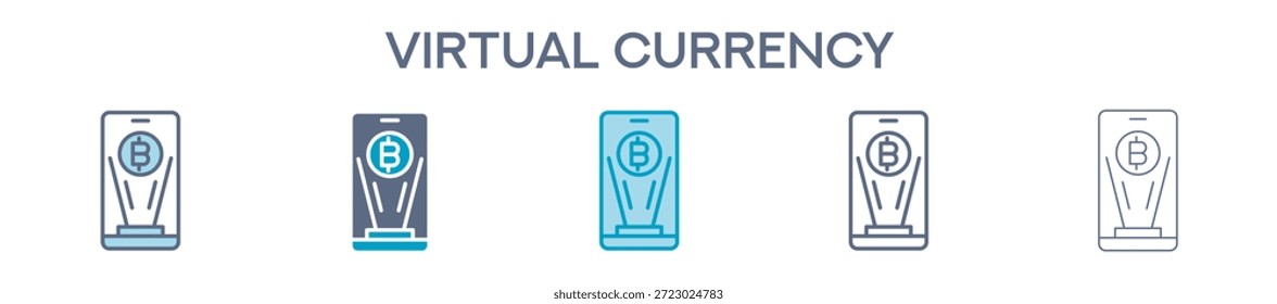 Elemento De Moeda Virtual Para Gráfico De Design - Vários Estilos. Ilustração Vetorial De Duas Cores E Preto. Vários Designs De Ícones Podem Ser Usados Para Celular, Interface Do Usuário, Web