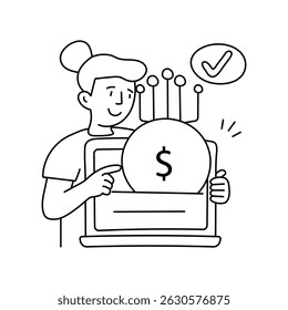 Ilustrações do outline do vetor de Moeda Virtual. Arquivo EPS 10