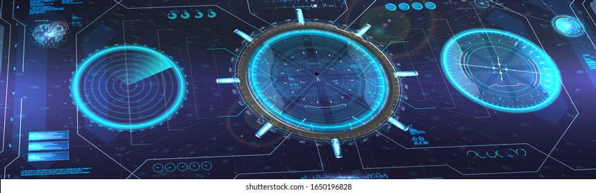 Virtual dashboard HUD in isometric. Vector tech banner. Futuristic User Interface background in perspective. Vector illustration banner