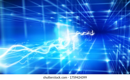 virtual data connection. Electrical energy. Heat lighting. Light effects. Vector illustration.