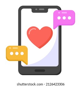 A virtual dating icon in flat design 

