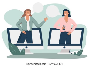 Virtual deal with distant online agreement handshake tiny person concept. Working from home communication using internet for business meetings and remote services collaboration vector illustration.