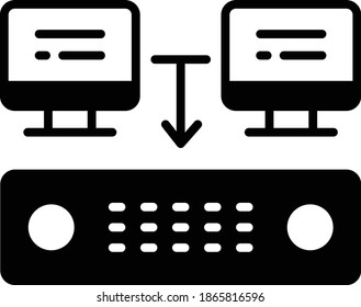 Virtual dedicated server vector Glyph Icon Design, Cloud computing and Internet hosting services Symbol on White background, Shared Hosting Concept, Centeralise Connected Sign