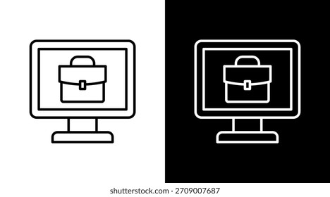 Diseño de conjunto de iconos blancos de contorno de escritorio virtual