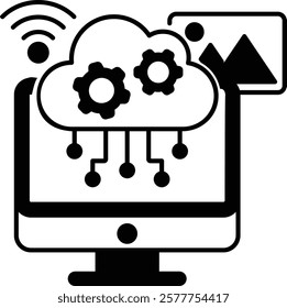 virtual digital storage image vector icon design, Web hosting service Symbol, Computing machines Sign, Internet Application Management stock illustration, Cloud snapshots concept