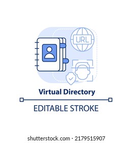 Virtual directory light blue concept icon. Directory service abstract idea thin line illustration. Middleware application. Isolated outline drawing. Editable stroke. Arial, Myriad Pro-Bold fonts used