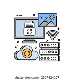 Virtual Disk Fill Color Icon, Vector illustration.
