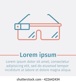 Virtual display glasses line icon. Augmented reality.Virtual reality.