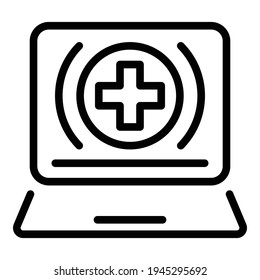 Virtual Doctor Icon. Outline Virtual Doctor Vector Icon For Web Design Isolated On White Background