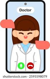 Virtual Doctor Medical Technology - Flat Cartoon Character Illustration Vector