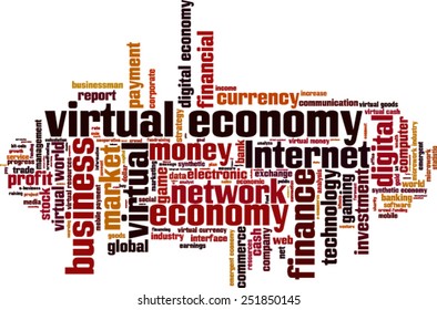 Virtual economy word cloud concept. Vector illustration
