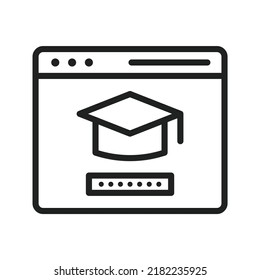 Imagen vectorial del icono Educación virtual. También se puede usar para Fitness físico. Adecuado para aplicaciones móviles, aplicaciones web y medios impresos.