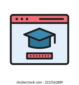 Virtual Education Icon Vector Image. Can Also Be Used For Physical Fitness. Suitable For Mobile Apps, Web Apps And Print Media.