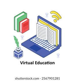 Virtual Education isometric Colored illustration. EPS File stock illustration