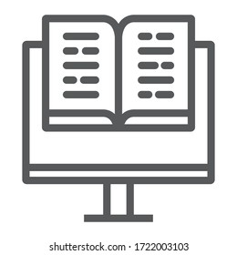 Virtual education line icon, education and school, online learning sign vector graphics, a linear icon on a white background, eps 10