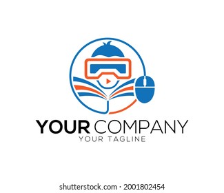 Virtual Education Logo Design Vector