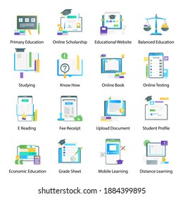
Virtual Education Vectors in Flat Gradient Style 
