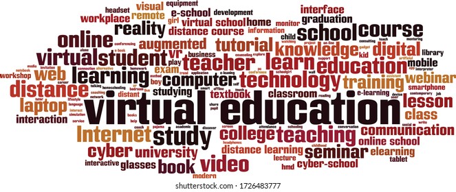 Virtual education word cloud concept. Collage made of words about virtual education. Vector illustration