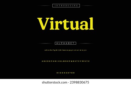 Virtual Elegant Font Uppercase Lowercase and Number. Classic Lettering Minimal Fashion Designs. Typography modern serif fonts regular decorative vintage concept. vector illustration