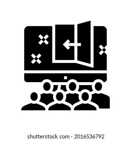 virtual escape room kids party glyph icon vector. virtual escape room kids party sign. isolated contour symbol black illustration