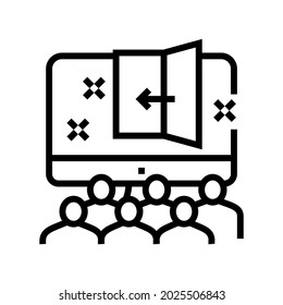 virtual escape room kids party line icon vector. virtual escape room kids party sign. isolated contour symbol black illustration