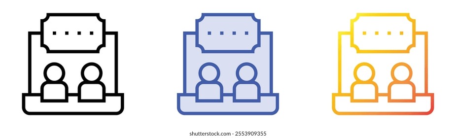 virtual event icon. Linear, Blue Fill and Gradient Style Design Isolated On White Background
