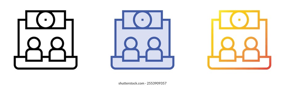 virtual event icon. Linear, Blue Fill and Gradient Style Design Isolated On White Background
