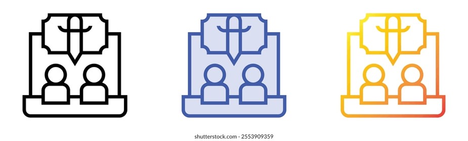 virtual event icon. Linear, Blue Fill and Gradient Style Design Isolated On White Background